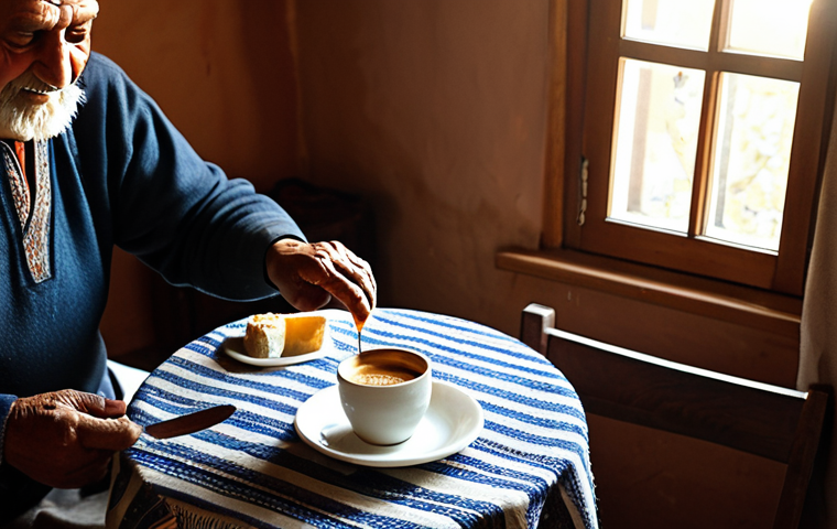 세르비아의 음주 문화와 주의점 - **Image Prompt 1: The Morning Ritual**
    A serene morning scene inside a rustic Serbian village ho...