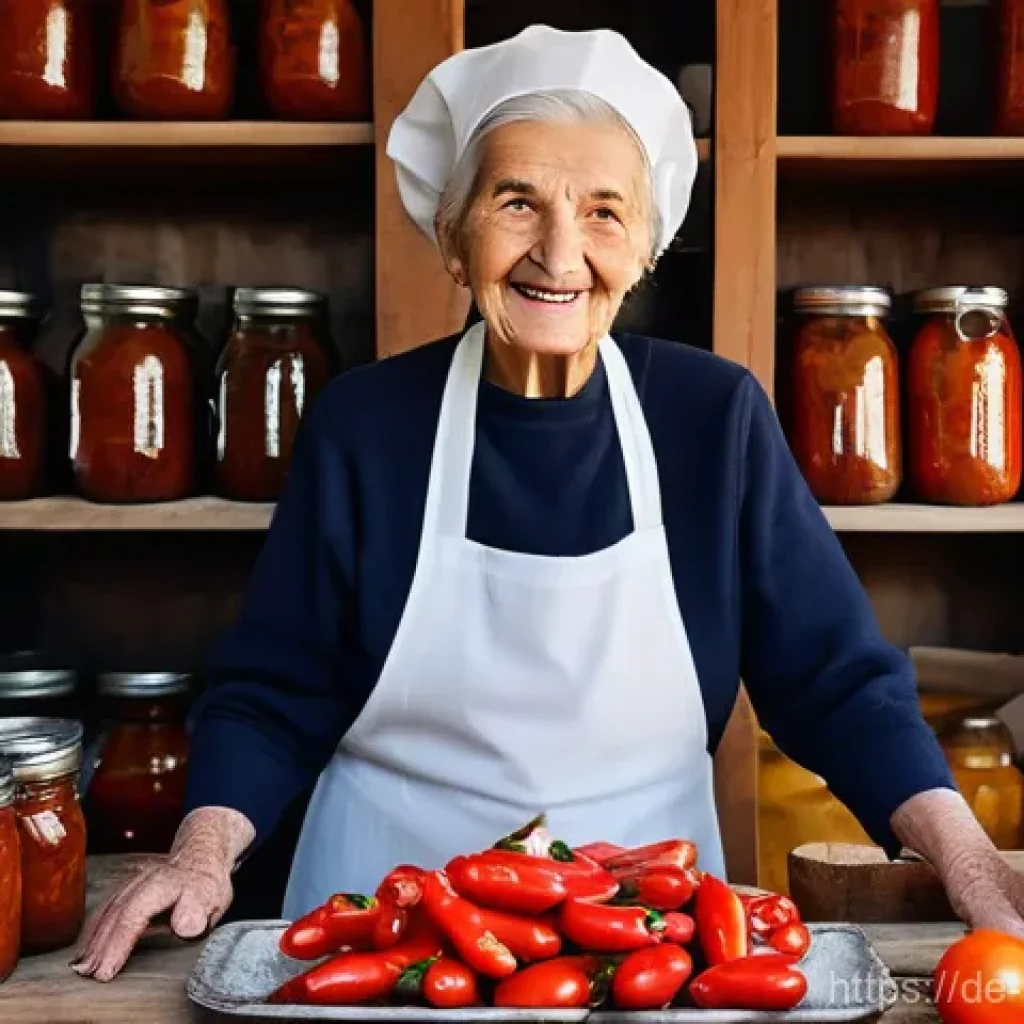 세르비아 내 특이점 - **Prompt:** A heartwarming scene inside a rustic, traditional Serbian kitchen. An elderly Serbian wo...