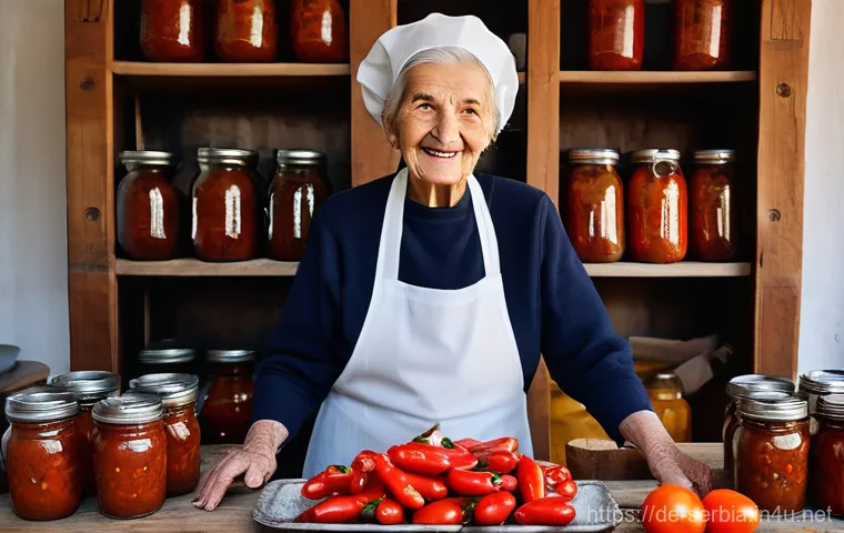 세르비아 내 특이점 - **Prompt:** A heartwarming scene inside a rustic, traditional Serbian kitchen. An elderly Serbian wo...