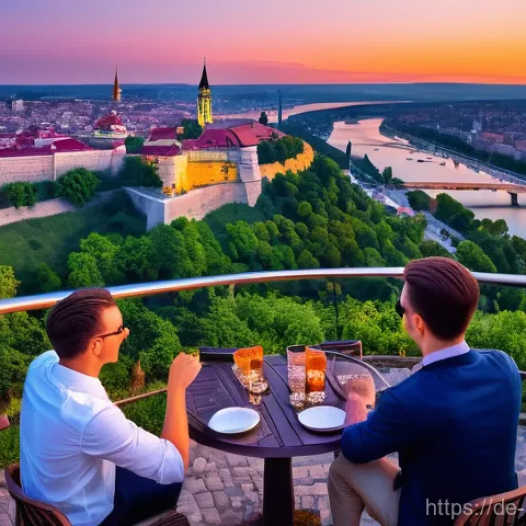 세르비아 독립과 몬테네그로 분리 - A vibrant panoramic view of Belgrade, Serbia, at a beautiful sunset. The iconic Kalemegdan Fortress ...